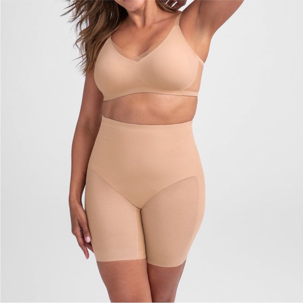 Honeylove Nude High-Waist Shaping Shorts and Seamless Bra Set